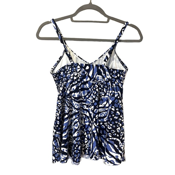 Swim Solutions Navy Animal Print V Neck Underwire Tankini Top (8) - Picture 5 of 9